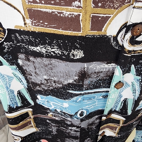 Vintage Kahala Hawaiin Islands Shirt Woodie Surf Boards Black Pastel Size XL - Picture 11 of 13